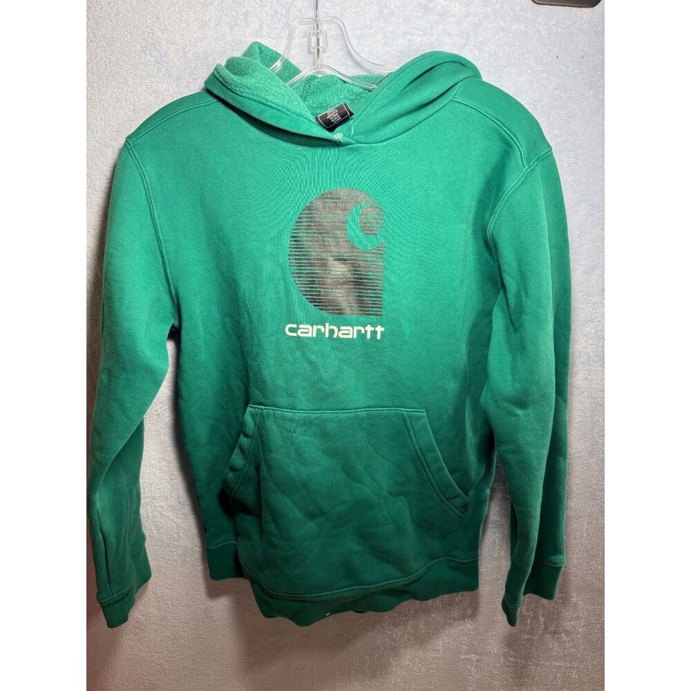 Boys/Kids Carhartt Hoodie size large 14-16 Green Graphic Logo NWOT workwear